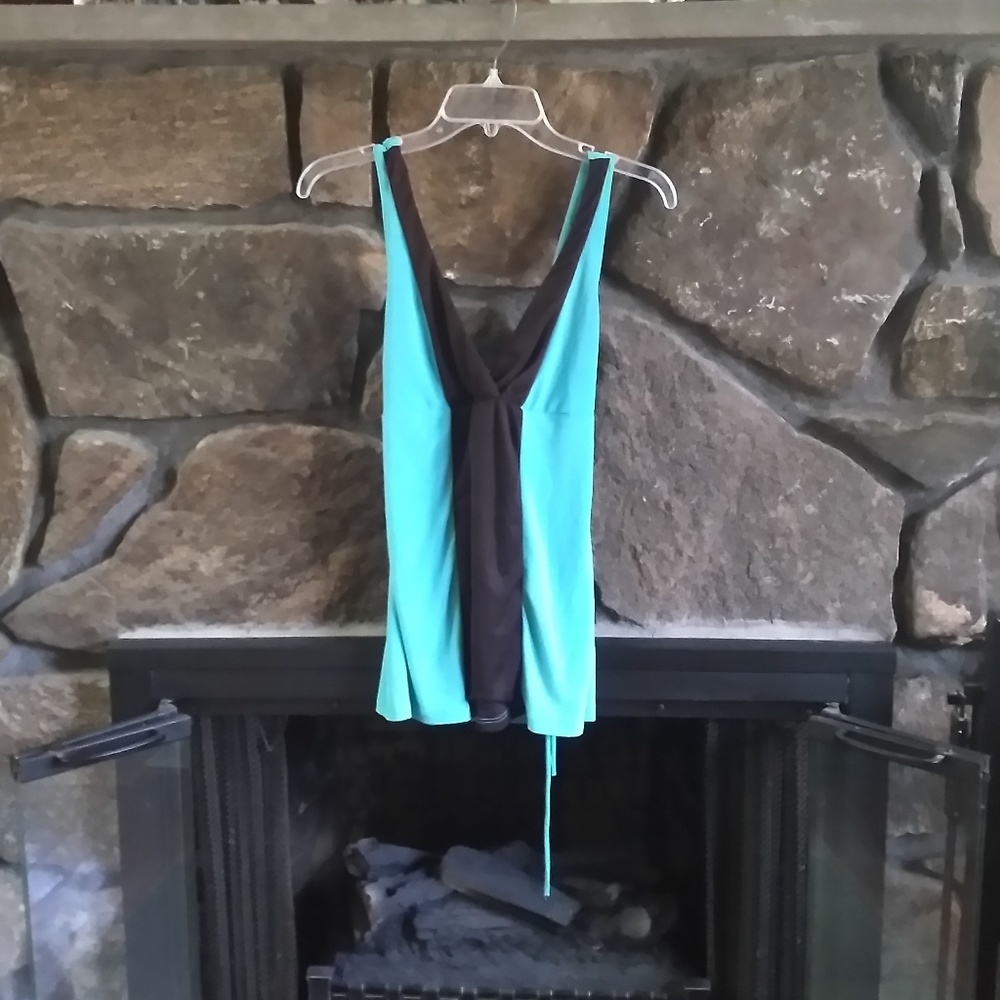 Charlotte Russe turquoise & black tank Medium